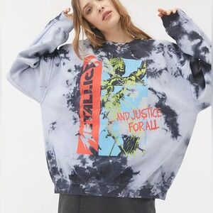 UO Metallica Tie-Dye Crew Neck Sweatshirt